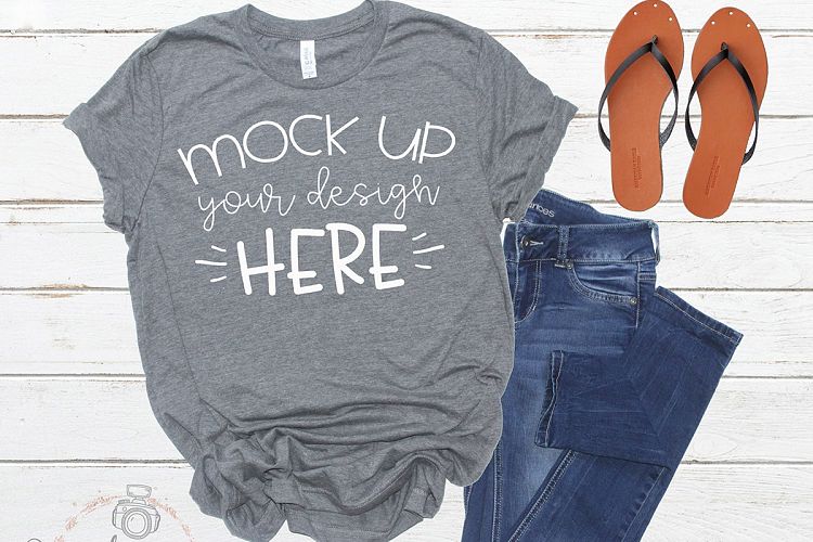Mock up Bella Canvas 3001 Deep Heather Unisex Mockup