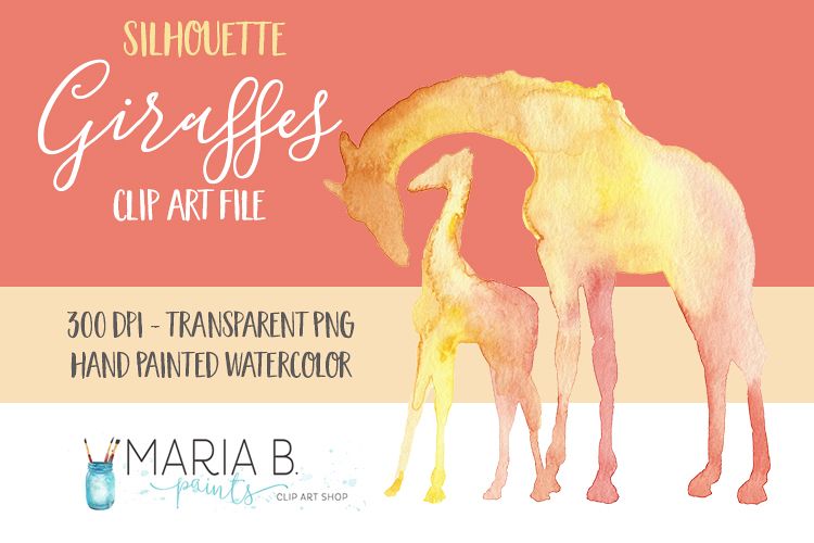 Mom   Baby Giraffes Watercolor Clip Art PNG