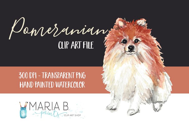 Dog Pomeranian Watercolor Clip Art PNG