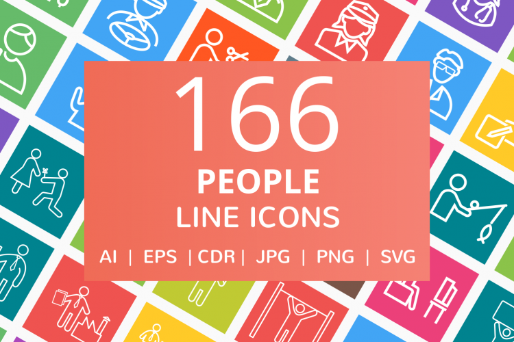 166 People Line Multicolor B/G Icons