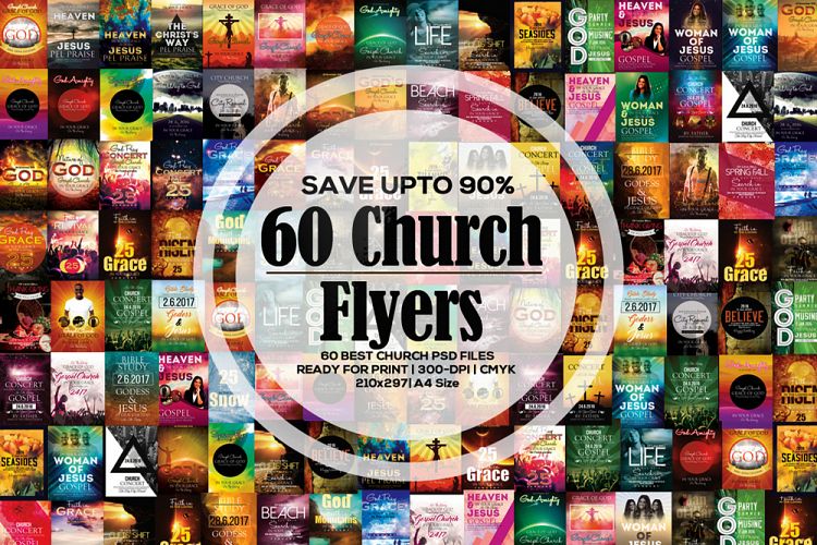 60 Glorious God Church Flyer Bundle