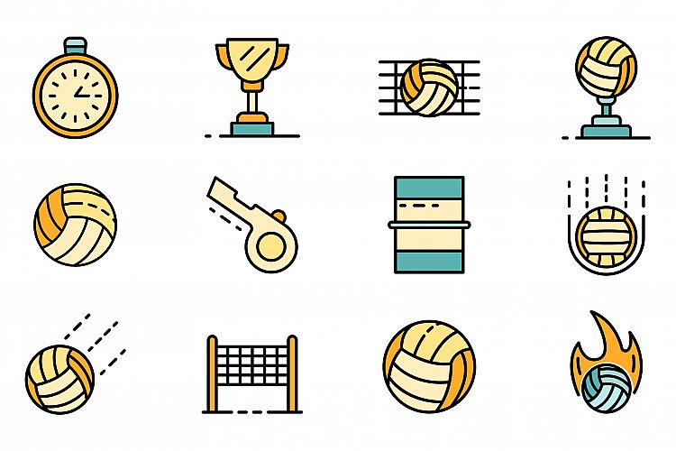 Volleyball icons set vector flat example image 1