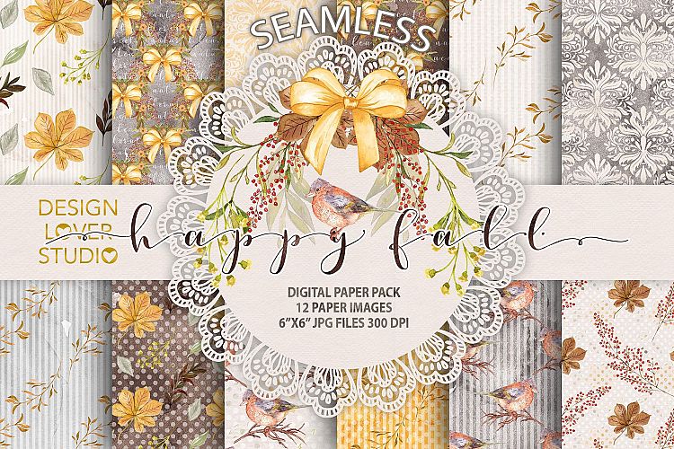 Watercolor Happy Fall digital papers pack