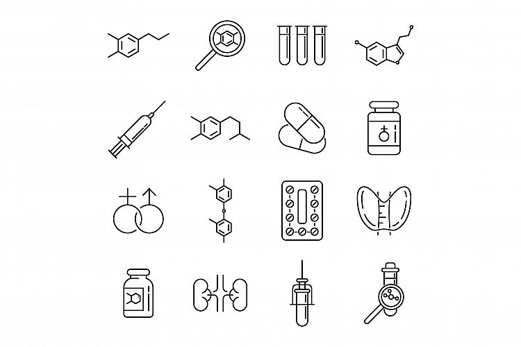 Hormones icons set, outline style example image 1