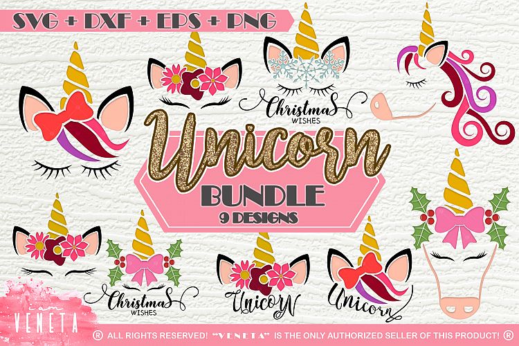 Unicorn | BUNDLE - 9 Designs | SVG DXF EPS PNG