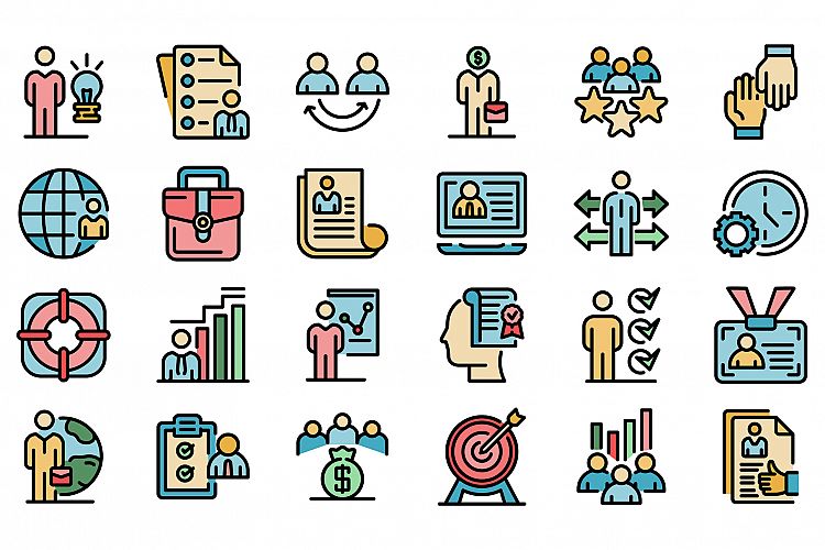 Outsource icons set vector flat example image 1