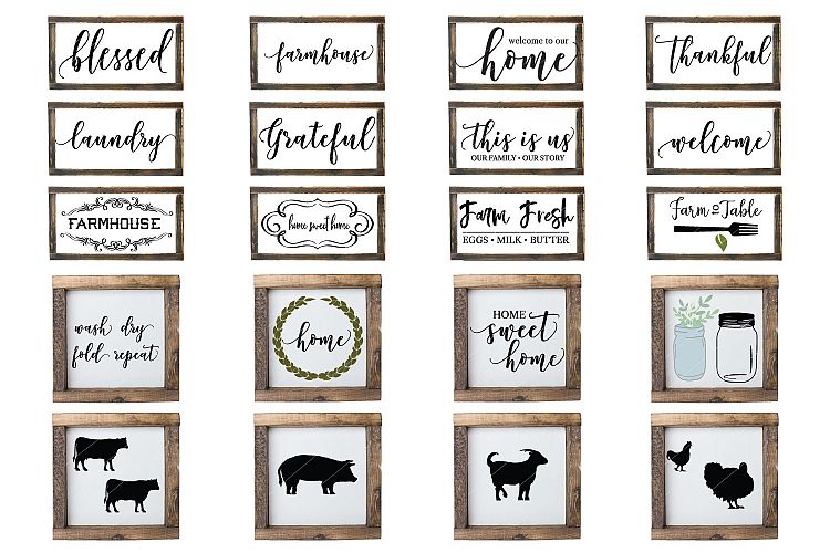 Farmhouse Sign Bundle SVG PNG DXF and JPG Silhouette Files
