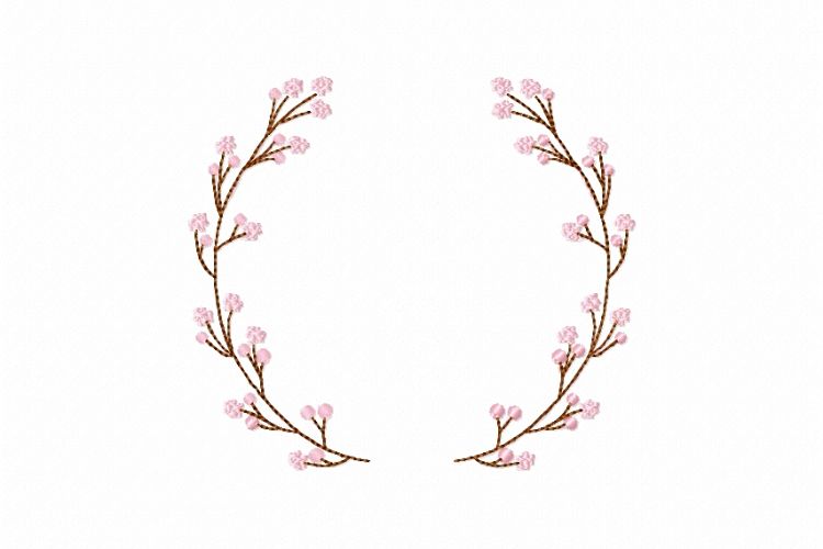 Sakura Floral Wreath Font Frame Monogram Design - EMBROIDERY DESIGN FILE - Instant download - Vp3 Hus Dst Jef Pes formats hoop 4x4 5x7 6x10