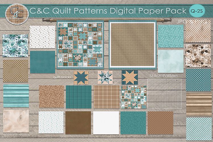 Quilt Patterns Digital Paper Pack Q-2S