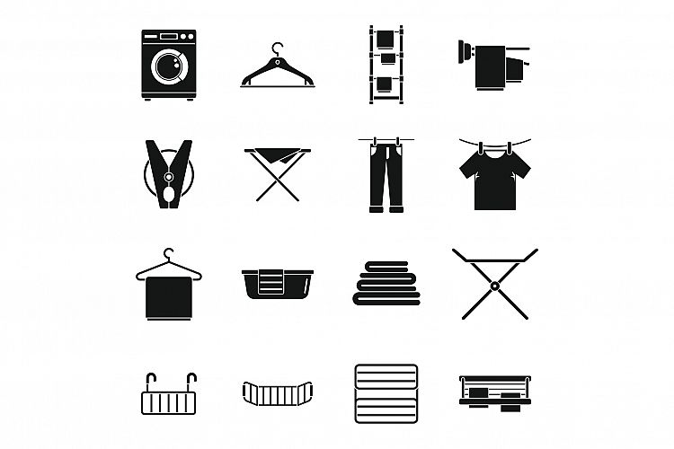 Tumble dryer clothes icons set, simple style example image 1