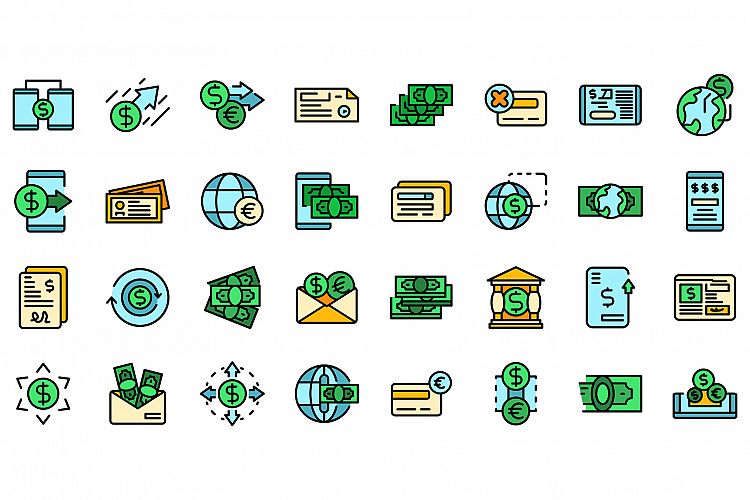 Transfer money icons set vector flat example image 1