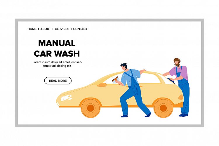 Manual Car Wash With Automobile Shampoo Vector