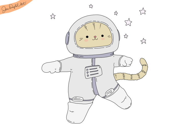 Astronaut Cat | PNG/JPEG | Cute Clip Art Illustration