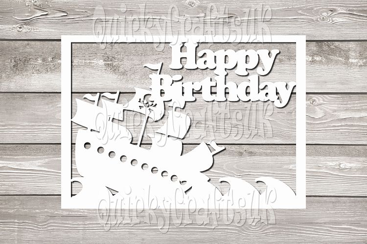 Happy birthday Pirate Ship/SON Pirate Ship papercutting templates|PNG/PDF/SVG/DXF formats