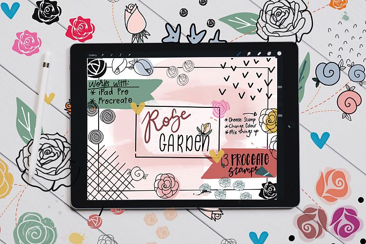 Rose Garden Procreate Stamp Brushes for Procreate
