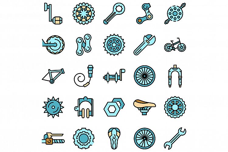 Bicycle repair icons set vector flat example image 1