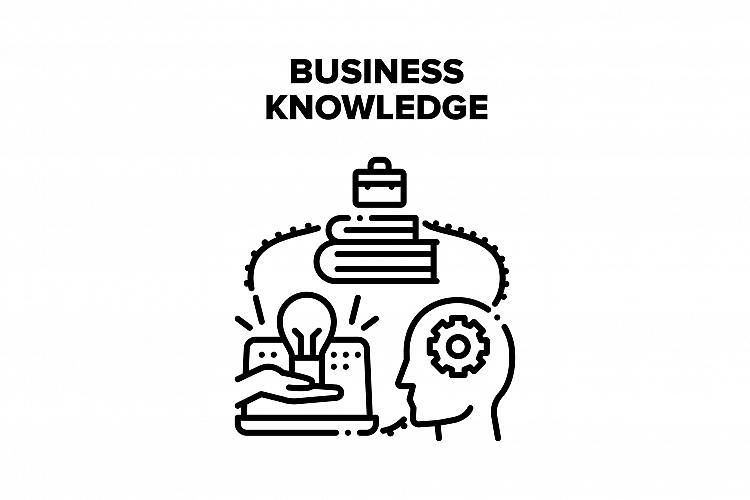 Business Knowledge Study Vector Black Illustration