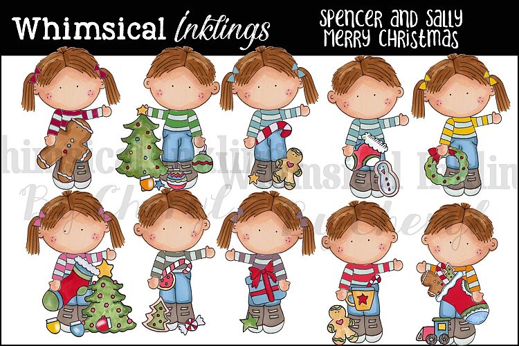 Spencer and Sally Merry Christmas Clipart Collection