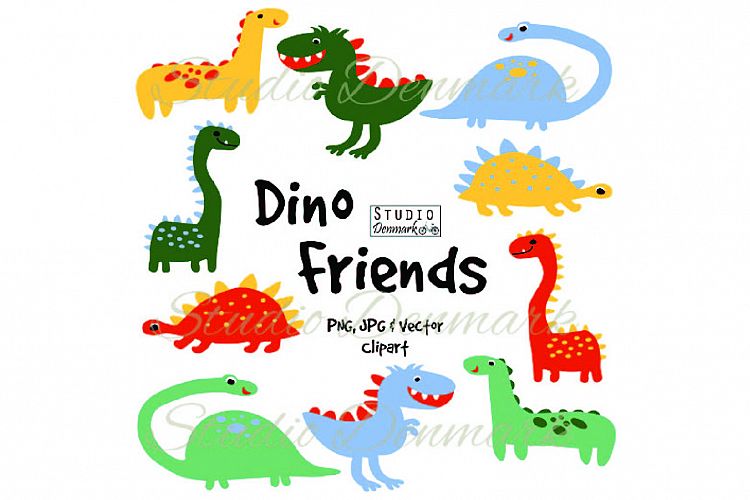 Dinosaur Clipart and Vectors - Cute / Colorful "Dino Friends