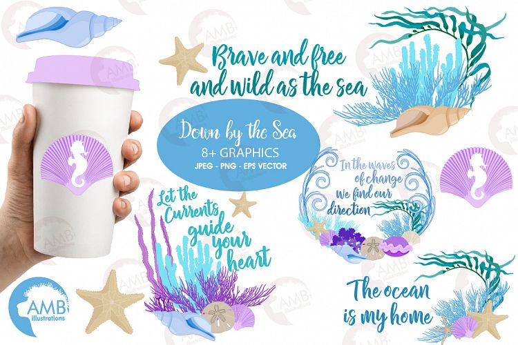 Down by the sea clipart, graphics, illustrations AMB-2342