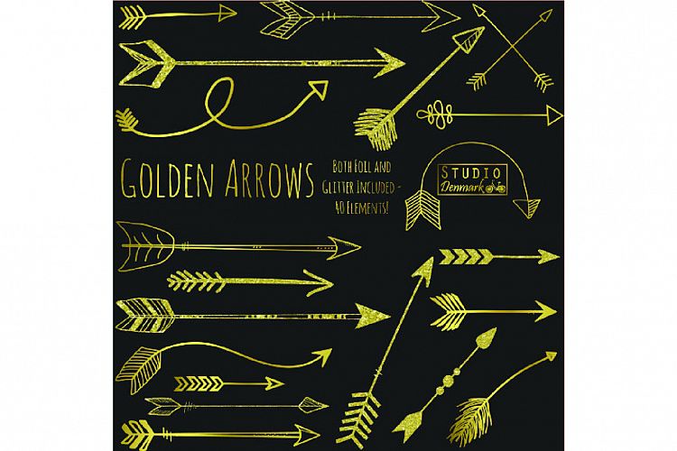 Golden Arrow Clipart - 40 Elements