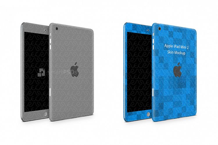 iPad Mini 2 Tablet Skin Design Template Front-Back Angled