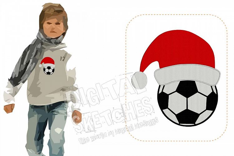 Soccer Santa Claus Machine Embroidery Design 3 Sizes