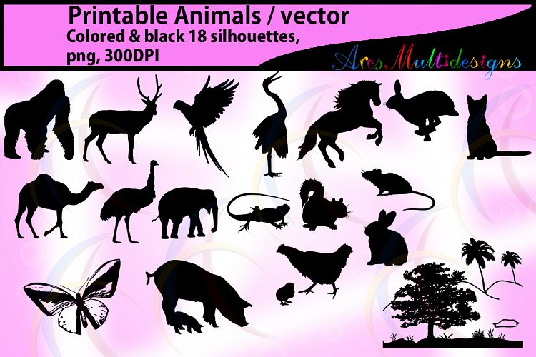 Download animal silhouette / Animals SVG Cutting file / wild animal svg / colored black animals / digital ...