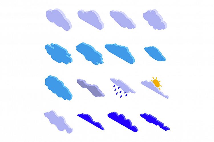 Cloud icons set, isometric style example image 1