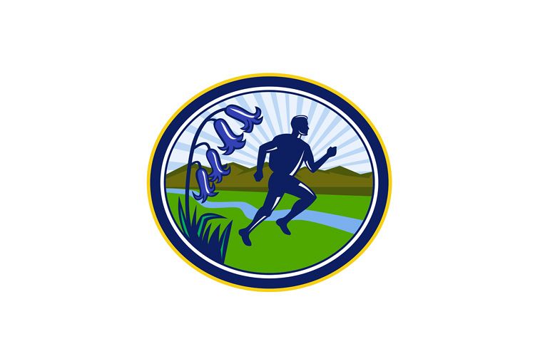 Cross Country Runner Oval Retro