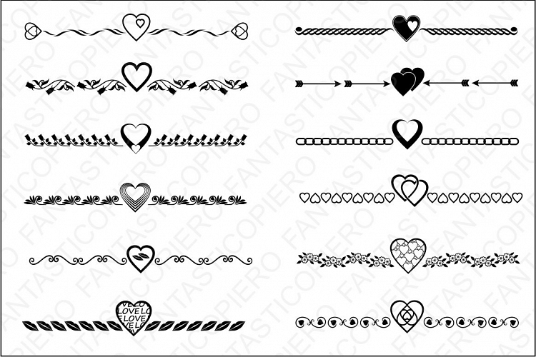 Text Dividers Valentines day, Wedding and love SVG files for Silhouette Cameo and Cricut. Dividers clipart PNG transparent included.