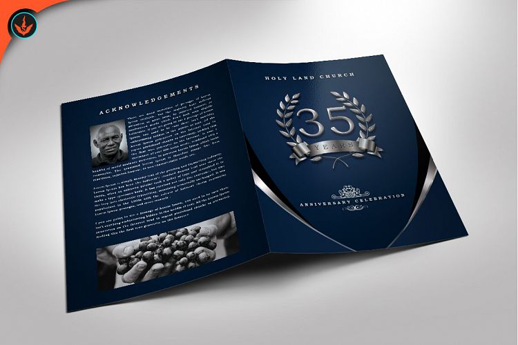Silver Navy Blue Anniversary Program Photoshop Template