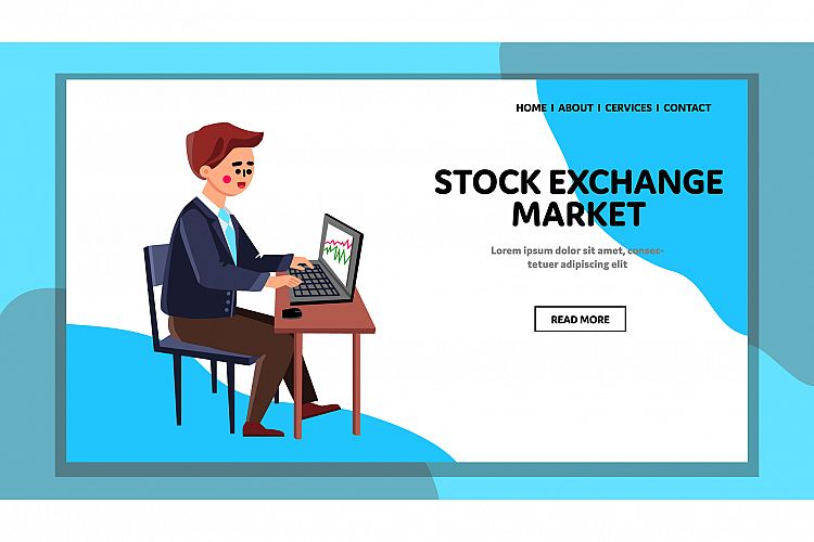 Stock Exchange Market Analysis Businessman Vector example image 1