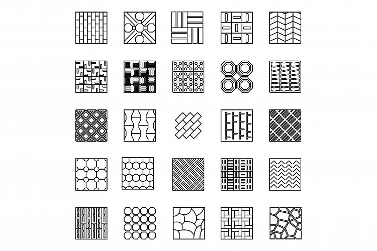 Home paving icons set, outline style example image 1