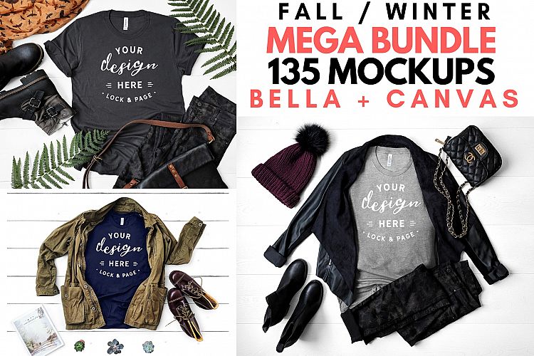 T-Shirt Mockup Mega Bundle Fall Winter Bella Canvas 3001