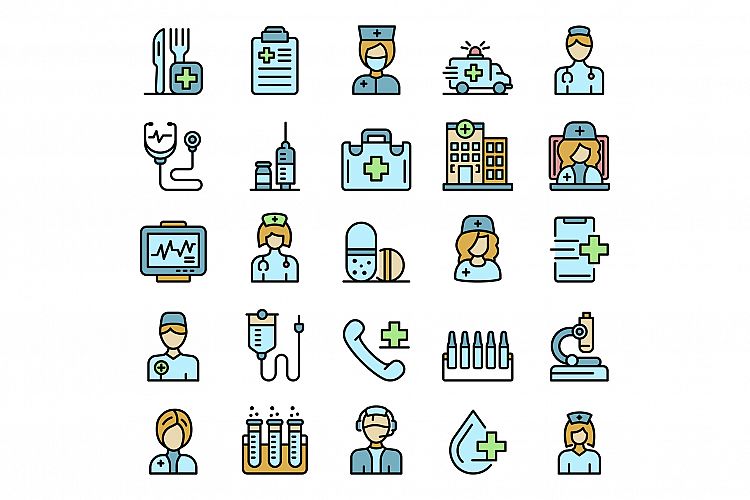 Nurse icons set vector flat example image 1