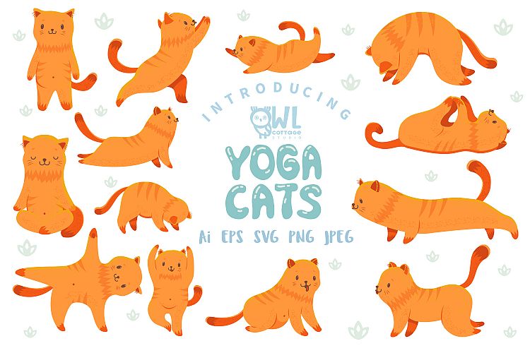Yoga Cats Clipart Collection