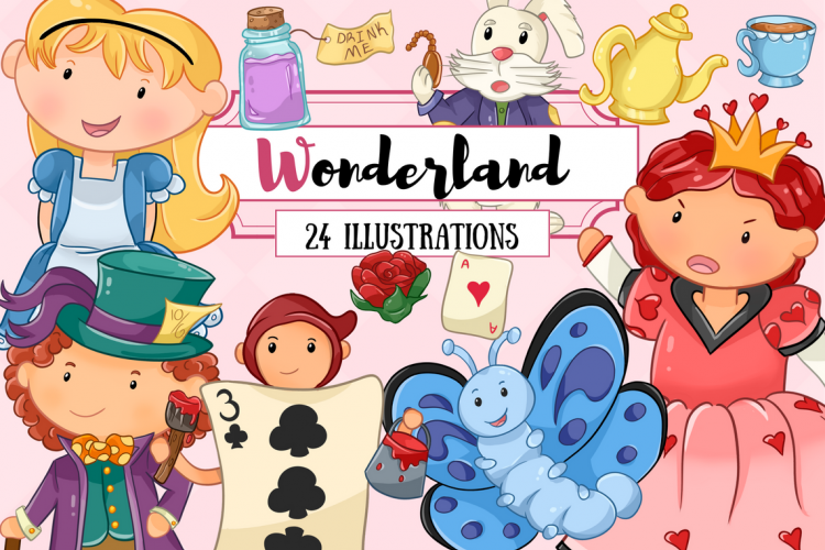 Wonderland Story Book Clip Art Set