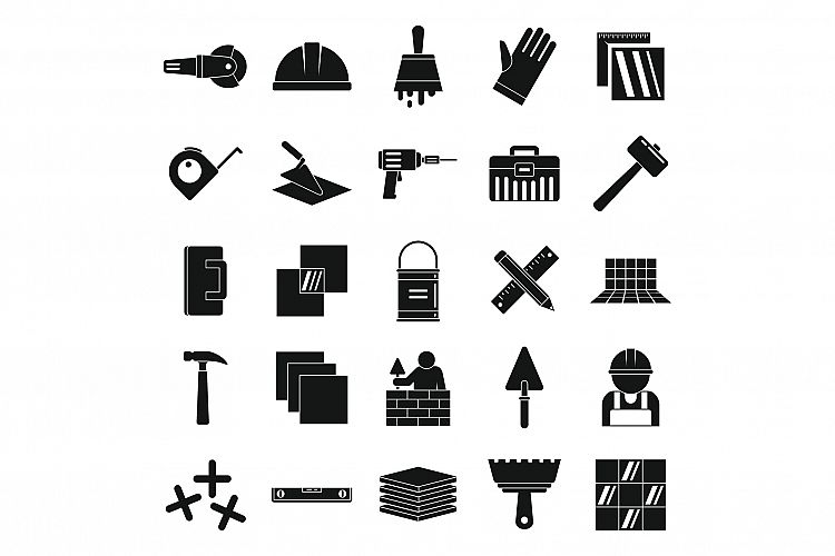 Tiler icons set, simple style example image 1