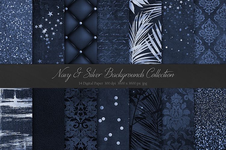 Navy Blue   Silver Textures