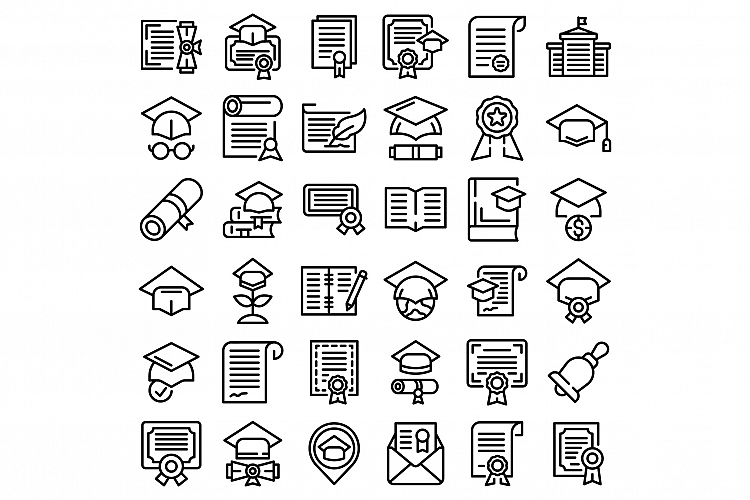 Degree icons set, outline style example image 1