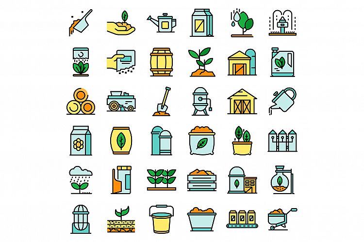 Fertilizer icons set vector flat example image 1