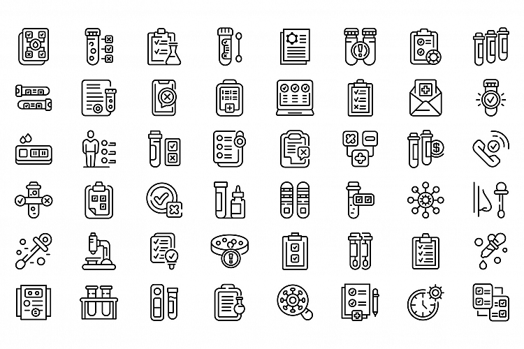 Test result icons set, outline style example image 1