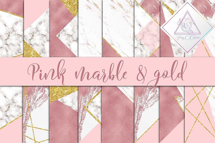 Pink, Marble   Gold Glitter Digital Paper