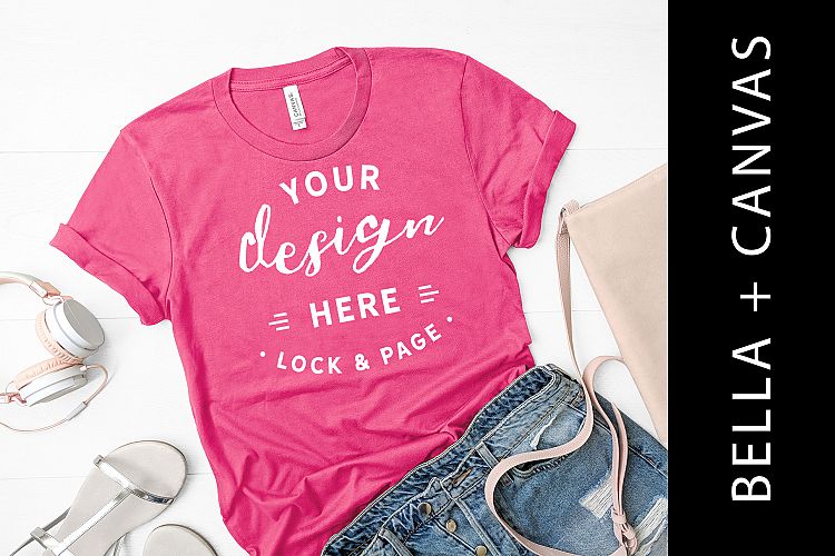 Charity Pink Bella Canvas 3001 Mockup T-Shirt Feminine