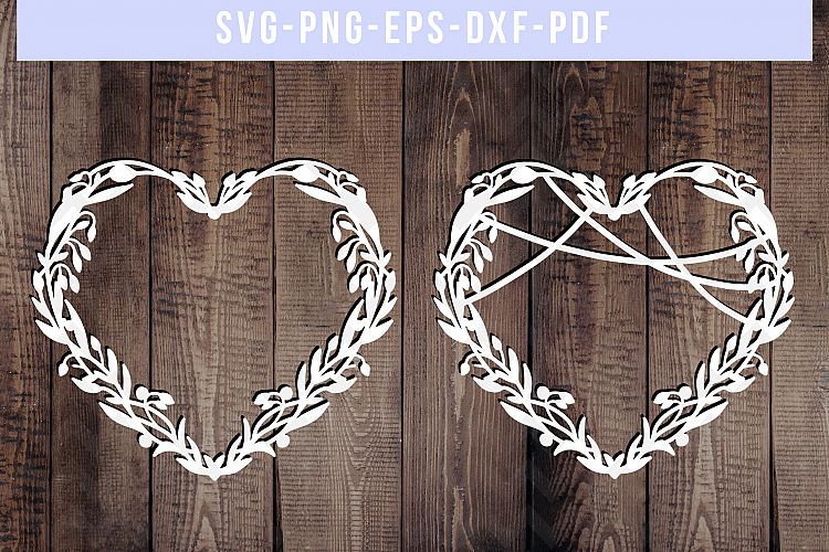 Heart Frame SVG Cut File, Wedding Papercut, DXF, PDF, PNG