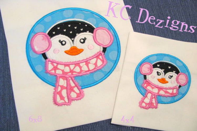 Penguin Circle Machine Applique Embroidery Design