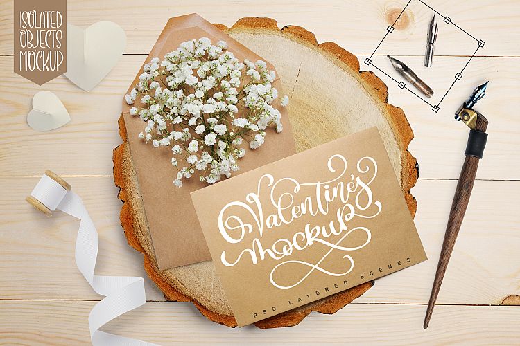 Valentines Day PSD layered scene mockup