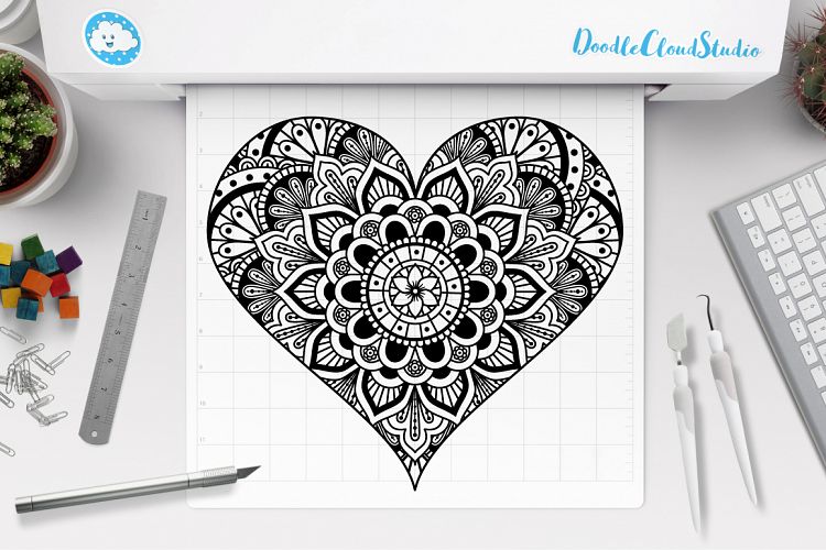 Download Heart Mandala SVG, Heart Zentangle SVG, Heart SVG and PNG. (233924) | Cut Files | Design Bundles