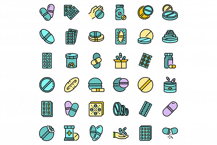 Pill icons set vector flat example image 1